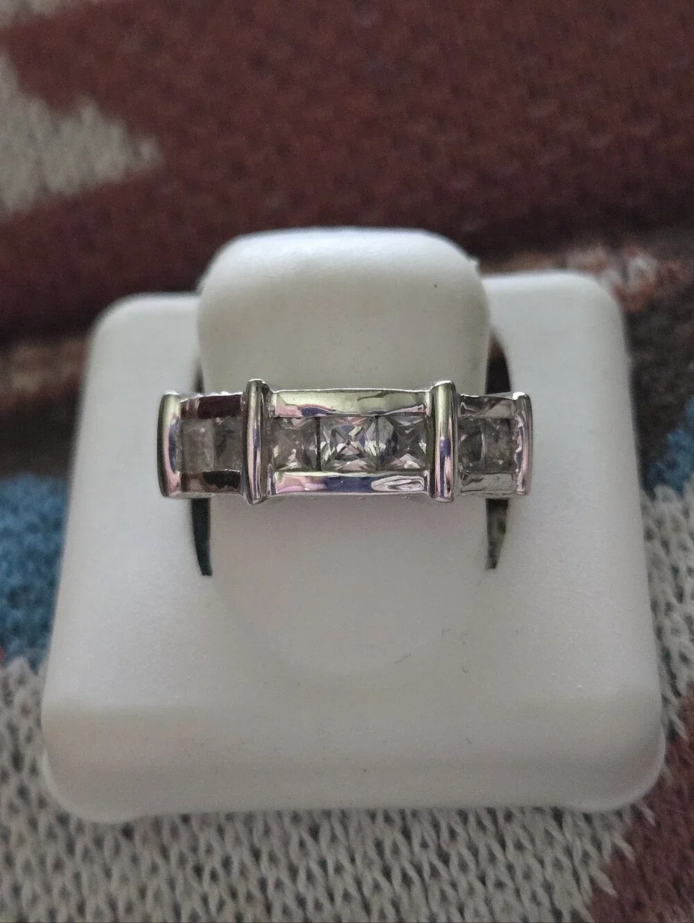 Sterlibf Silver Band With Princess Cut Czs